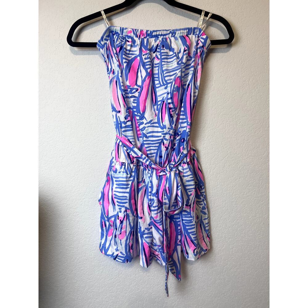 Lilly Pulitzer Ritz Romper Blue Haven Pop Up Red Small